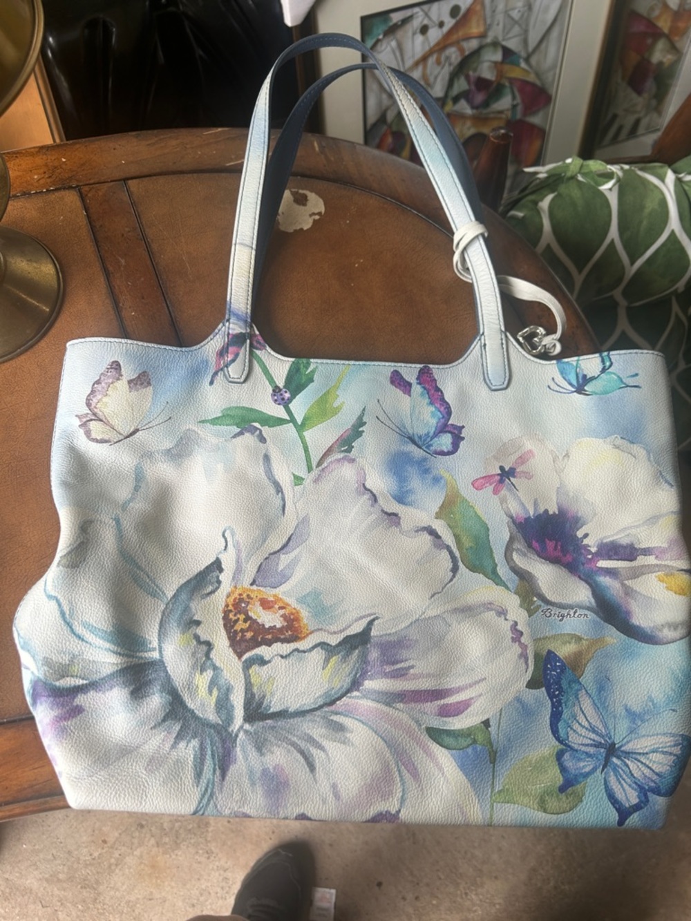 Brighton Pastel Floral & Butterfly Tote in Light Blue